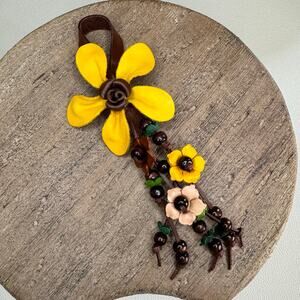 Daisy Flower Leather Bag Charm Genuine Leather Purse Crossbody Keychain NEW